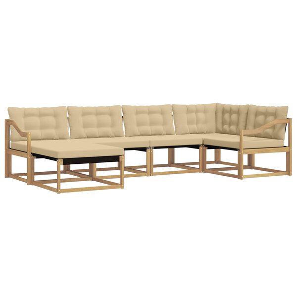 vidaXL Ensemble de canapés d'extérieur 6 Pièces Blanc et Beige