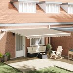 vidaXL Auvent Rétractable Manuel avec LED Beige 450x350 cm