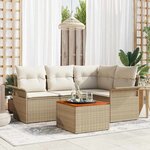 vidaXL Ensemble de canapé de jardin 5 Pièces Beige Poly rotin