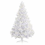 vidaXL Sapin de Noël artificiel pré-éclairé moitié/support blanc 180cm