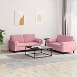 vidaXL Ensemble de canapés 2 Pièces avec coussins rose velours