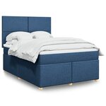 vidaXL Sommier à lattes de lit avec matelas Bleu 140x200 cm Tissu