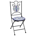 vidaXL Mobilier de bistro 3 Pièces mosaïque Carreau céramique Bleu Blanc
