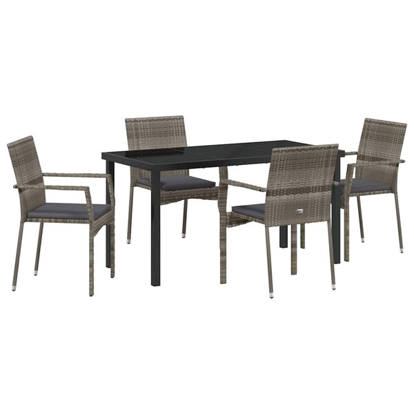 vidaXL Ensemble de salle à manger pour jardin 5 Pièces Gris polyrotin