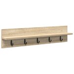 vidaXL Porte-manteau mural avec étagère Chêne sonoma 80 x 10.5 x 18 cm