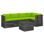 vidaXL Salon palette de jardin 6 Pièces avec coussins Bois de pin massif