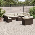 vidaXL Salon de jardin avec coussins 13 Pièces marron résine tressée