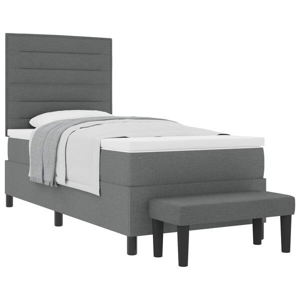 vidaXL Lit à ressorts avec matelas Gris foncé 90 x 200 cm tissu