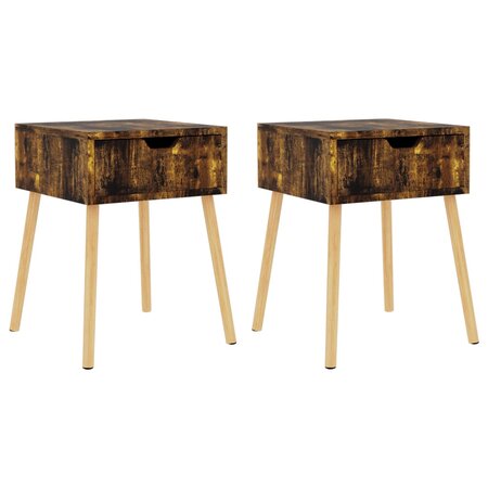 vidaXL Tables de chevet 2 Pièces Chêne fumé 40x40x56 cm Aggloméré