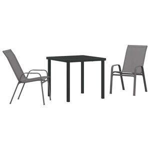 vidaXL Ensemble de salle à manger pour jardin 3 Pièces Gris et Noir