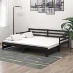 vidaXL Lit coulissant Noir Bois de pin massif 2x(90x200) cm