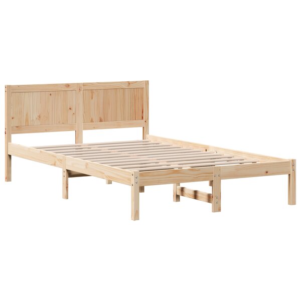 vidaXL Cadre de lit en bois de pin Naturel Bois de pin 135 x 190 cm