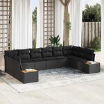 vidaXL Ensemble de canapé de jardin 10 Pièces Noir Poly rotin