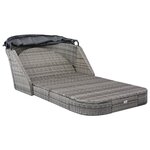 vidaXL Chaise longue avec auvent Résine tressée Anthracite