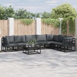 vidaXL Ensemble de canapé de jardin 8 Pièces Noir 70 x 70 x 32 cm