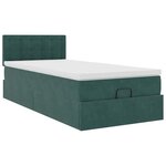 vidaXL Cadre de lit ottoman avec matelas vert foncé 90x200 cm velours