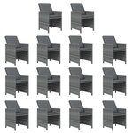 vidaXL Ensemble à manger de jardin coussins 15 Pièces Résine tressée Gris