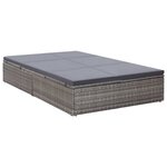vidaXL Chaise longue double avec coussin Résine tressée Gris