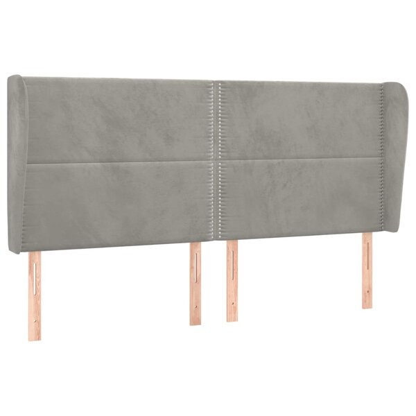 vidaXL Tête de lit avec oreilles Gris clair 203x23x118/128 cm Velours