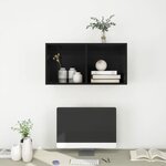 Vidaxl meuble tv mural noir brillant 37x37x72 cm aggloméré