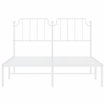 vidaXL Cadre de lit métal avec tête de lit blanc 135x190 cm