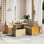 vidaXL Salon de jardin avec coussins 6 Pièces beige résine tressée