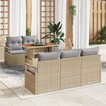 vidaXL Ensemble de canapé de jardin 6 Pièces Beige Poly rotin