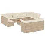 vidaXL Salon de jardin avec coussins 14 Pièces beige résine tressée