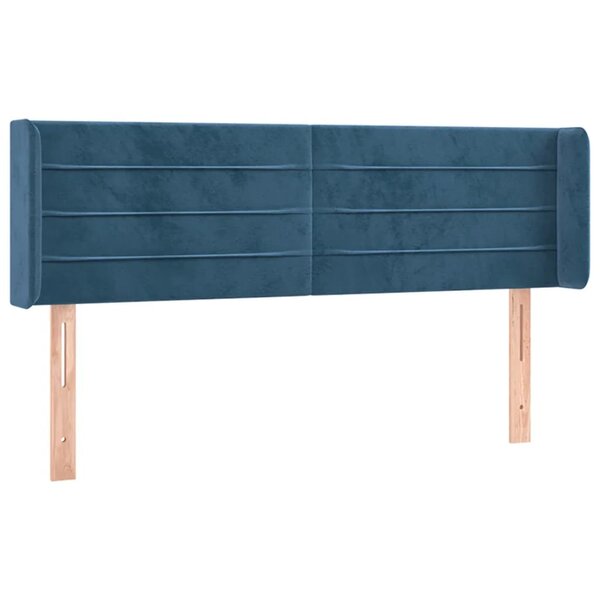vidaXL Tête de lit avec oreilles Bleu foncé 147x16x78/88 cm Velours