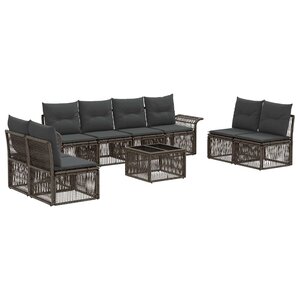 vidaXL Ensemble de canapé de jardin 9 Pièces Gris polyrotin