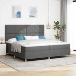 vidaXL Lit à ressort LED avec matelas Gris foncé 200 x 200 cm tissu