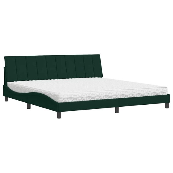 vidaXL Lit avec matelas Hanko vert foncé 200x200 cm velours