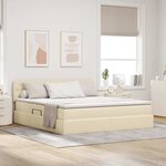 vidaXL Lit avec rangement et LED avec matelas Crème 180 x 200 cm tissu