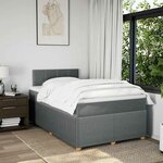 vidaXL Sommier à lattes de lit avec matelas Gris foncé 120x200cm Tissu