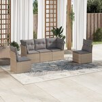 vidaXL Salon de jardin avec coussins 5 Pièces beige résine tressée