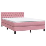 vidaXL Sommier à lattes de lit avec matelas et LED rose 160x220 cm velours