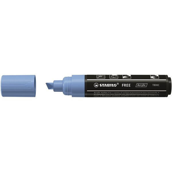 Marqueur pointe large FREE acrylic T800C bleu cobalt STABILO