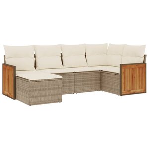vidaXL Salon de jardin avec coussins 6 Pièces beige résine tressée