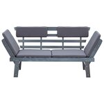 vidaXL Banc de jardin avec coussins 2-en-1 190 cm Gris Bois d'acacia