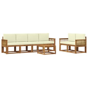 vidaXL Ensemble de canapés d'extérieur 7 pc Naturel et Crème Polyester