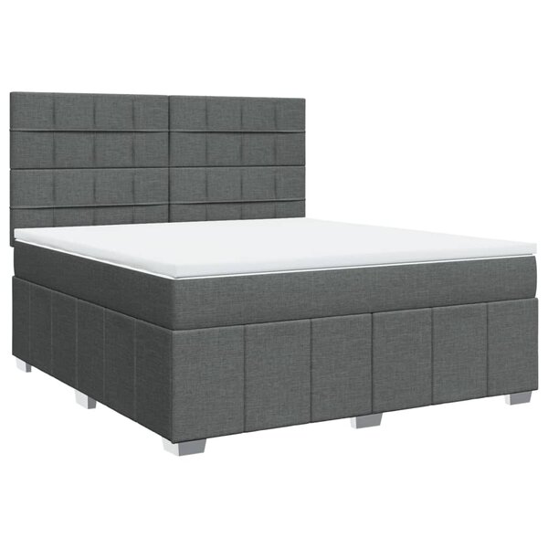 vidaXL Sommier à lattes de lit avec matelas Gris foncé 180x200cm Tissu