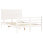vidaXL Cadre de lit avec tête de lit blanc petit double bois massif