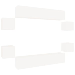 vidaXL Ensemble de meubles TV 8 Pièces Blanc Bois d'ingénierie