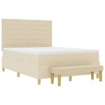 vidaXL Lit à ressorts avec tête de lit Crème 200 x 140 cm tissu
