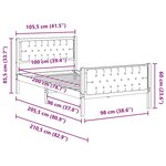 vidaXL Cadre de lit Gris foncé 100 x 200 cm Pin massif