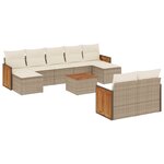 vidaXL Salon de jardin avec coussins 10 Pièces beige résine tressée