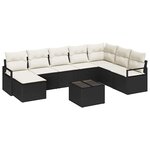 vidaXL Ensemble de canapé de jardin avec coussin 9 Pièces Marron et Crème
