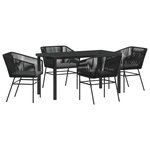 vidaXL Ensemble de salle à manger pour jardin avec coussin 5 Pièces Noir