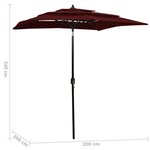 vidaXL Parasol de jardin à 3 niveaux mât en aluminium rouge bordeaux