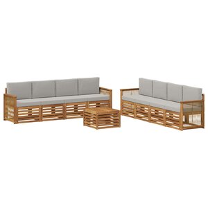 vidaXL Ensemble de canapés d'extérieur 9 pc Naturel et gris clair